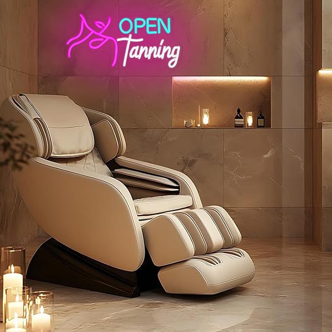 Open Tanning Neon Sign For Wall Decor,Dimmable Tanning LED Signs For Bedroom, Tanning Open Neon Light Sign With Dimmable Switch For Room Decor