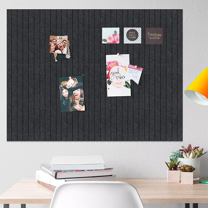 Large Felt Bulletin Board 23x47 Inch, 8pcs Peel and Stick Felt Wall Tiles Modern Push Pin Board for Wall Organization