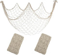 2 Pack Fish Net Decorations - 80x40 Inch Beige Fishing Net Decor for Under The Sea Hawaiian Beach Themed Party, 3mm Natural Cotton Versatile Nautical Netting for Wall Table Ceiling Halloween Decor