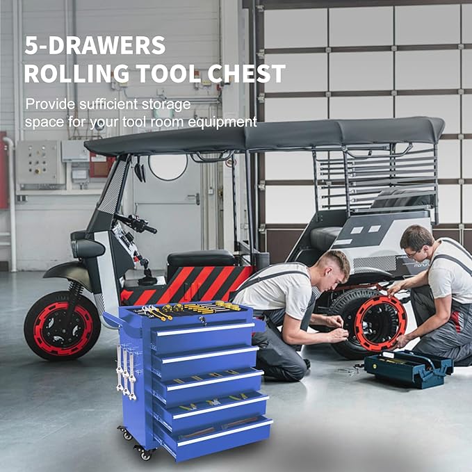 5-Drawer Tool Chest with Wheels & Drawers, Toolbox Organizer Storage for Garage, Suitable for Moving/Gift/Daily Use(Blue)