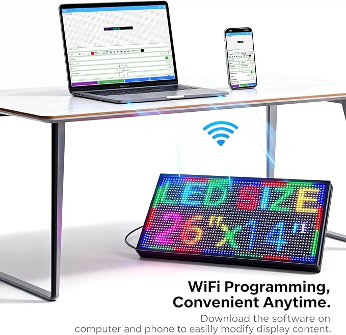 P10(26" * 14") Open Led Scrolling Sign Programmable Digital Outdoor Message Board Message Board Wifi Control Display Screen Matrix Panel Electronic For Business Full Color