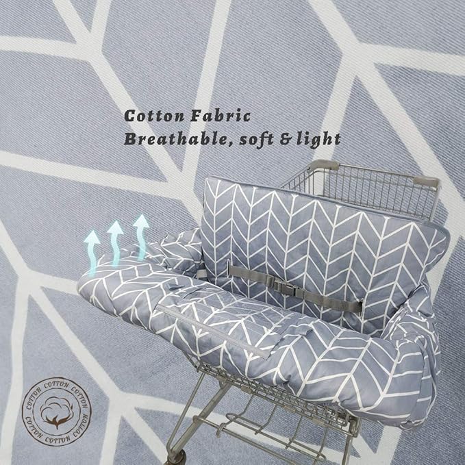 Shopping Cart Cover for Baby ICOPUCA Cotton High Chair Cover, Reversible, Machine Washable for Infant, Toddler, Boy or Girl (Grey Arrow Print)