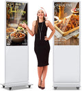 MWE 43 Inch Digital Signage Touchscreen Kiosk LCD Screen Indoor Floor Standing Advertising Display Totem Interactive Display Poster Android System with Auto Media Player-White
