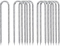 U-Hook-Rebar-Stakes-12 Inch, Ground Stakes Heavy Duty Rebar Stakes for Camping 8pcs Rebar Stakes Rust Proof Coated Metal for Flower Gardens Dog Fence Camping Tents Chicken Coop