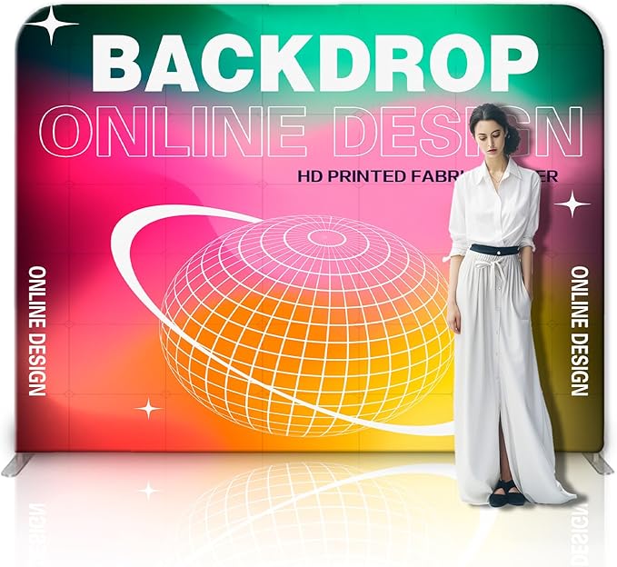 Custom Tension Fabric Banner with Stand Trade Show Backdrop Display, HD Printing Customize Online, Large Portable Trade Show Booth Display Banner for Business Pop Up Display Only Banner 15x7.5 FT
