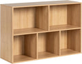 Wooden 5-Cube Storage Organizer with Closed Back Panel, 11in Cube Shelf Opening, Bookshelf, Display Shelf,Closet Cabinet for Home and Office,Natural Oak