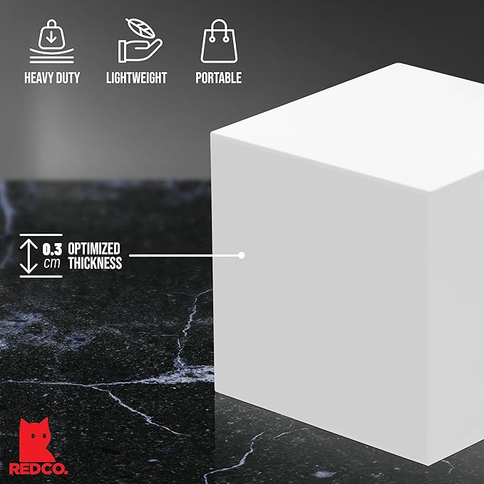 Red Co. Set of 3 Glossy White Acrylic Cube Display Nesting Riser Stands with Hollow Bottoms