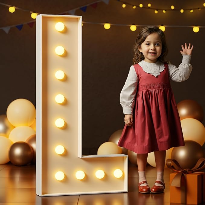 Marquee Letters 4 Feet Tall Large Light Up Letters L Happy Birthday Decorations Marry Me Engagement Party Decor Yellow Light Birthday Decorations Balloon Arch Kit Foam Sign L