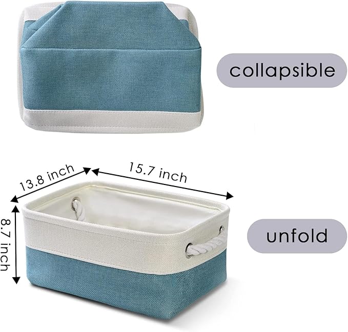 Organization and Storage Basket for Organizing - 12X8X5.2 inch 6 Pack Fabric Cube Storage Bin Collapsible Baskets for Shelves, Storage Box for Cloth Decorative room (White & Green)