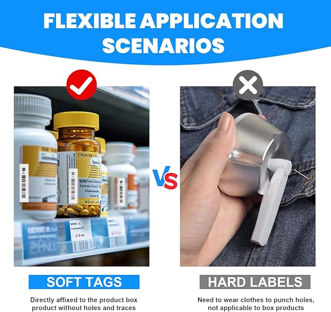 108 Pieces of 58 kHz Acousto-Magnetic (AM) Security Tag Labels, Compatible with 58 kHz EAS Systems. Features Simulated Barcodes