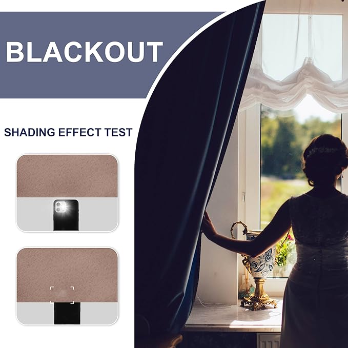 JIUZHEN Blackout Curtains for Bedroom - Thermal Insulated Room Darkening Rod Pocket Curtains for Living Room, Set of 2 Panels with Tiebacks, 42 x 63 Inch Length, Cappuccino