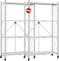 DEANIC 4 Tier Foldable Storage Shelves with Wheels, Large Capacity Shelving Unit, Freestanding Metal Wire Shelf Rack, No Assembly Organizer Rack for Garage Kitchen, Basement, Pantry(Grey Pack of 2)