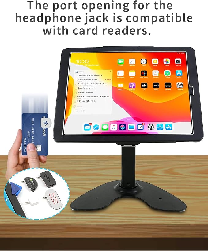 Desktop Wall Mount Anti-Theft Security Kiosk POS Stand Holder Enclosure for 2022 2021 2020 2018 iPad Pro 12.9", Flip & 360° Swivel Design