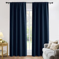 PONY DANCE Blackout Window Curtains - Rod Pocket Window Treatments Curtain Panels/Draperies Room Darkening Noise Reducing Home Fashion, Wide 52 x Long 84 inches, Navy Blue, One Pair