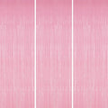 3 Pack Foil Fringe Backdrop - Shiny Tinsel Curtains for Party Decoration/Photo Booth Props - 3.3x8.2 FT Metallic Foil Backdrop for Birthday, Wedding, Graduation, Christmas-Pastel Pink