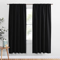 PONY DANCE Blackout Curtains 72 inch Long - Solid Rod Pocket Thermal Insulated Panels for Living Room - Black Out Energy Efficient Window Drapes for Bedroom, 34-inch by 72-inch, Black, 2 Pieces