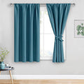 JIUZHEN Blackout Curtains for Bedroom - Thermal Insulated,Noise Reducing Room Darkening Privacy Rod Pocket Drapes for Living Room, Set of 2 Panels with Tiebacks, 42 x 54 inch Long, Stone Blue