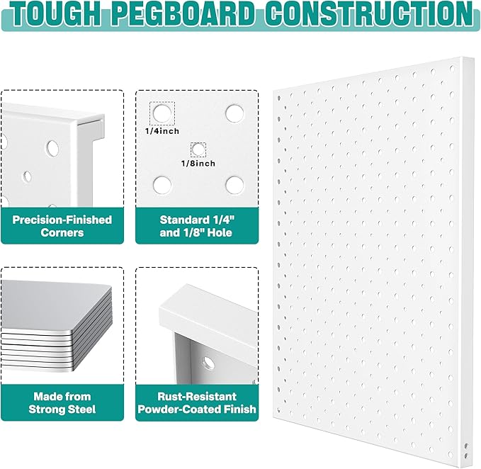 EVERHANGER Metal Pegboard Display Stand, Freestanding Tabletop Pegboard Display for Craft Shows & Fairs, 12"X16", 2pcs White