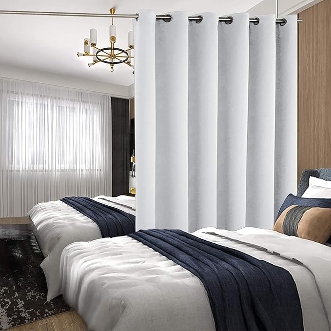 BGment Large Room Darkening Blackout Curtains Fashion Sliding Door Curtain 120 X 96 Inches, Wide Thermal Room Divider Window Curtain, 1 Panel, Greyish White, 96 Length X Wide 120