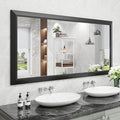 Amorho Bathroom Mirror Black, 60 X30 Inch Thick Metal Framed Wall Mirrors for Over 2 Sinks, Bedroom, Living Room, Entryway, Large Rectangle Wall-Mounted Mirrors.