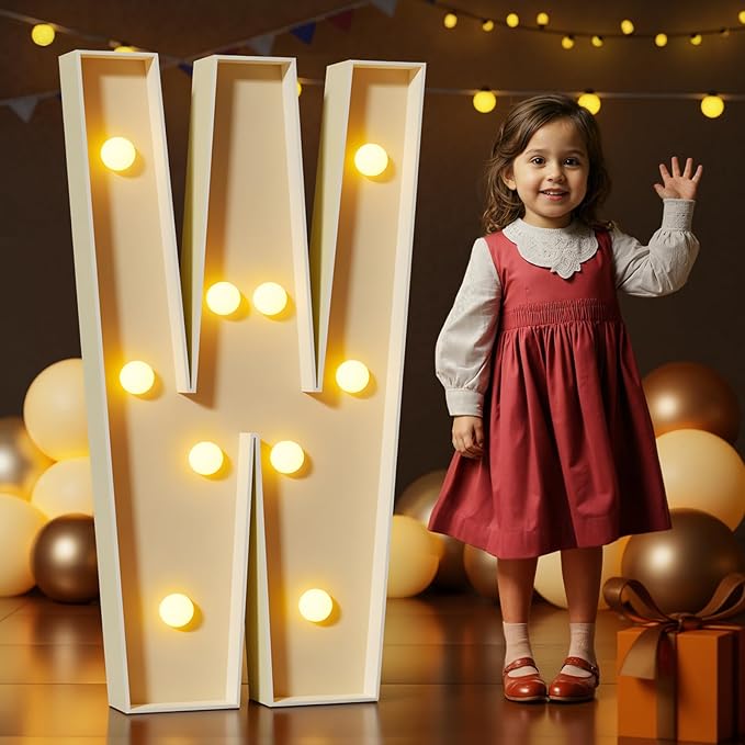 Marquee Letters 4 Feet Tall Large Light Up Letters W Happy Birthday Decorations Wedding Engagement Party Decor Yellow Light Birthday Decorations Balloon Arch Kit Foam Sign W