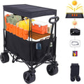Nice C Wagon with Canopy, Collapsible Wagon, Foldable Wagons, 30W Portable Solar Panel w/USB, Type-C & DC Charging Cable, All-Terrain Wheels