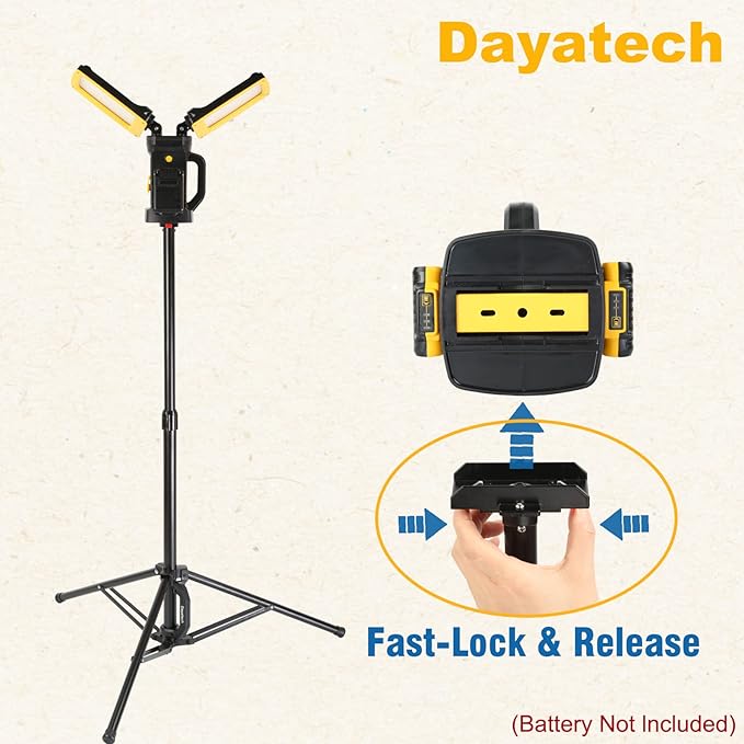 12000LM 85W Corded and Cordless LED Work Light with Tripod, Dual-Head Adjustable Jobsite Light, Compatible with DEWALT MILWAUKEE MAKITA 18-21V Battery, Flicker-Free for Auto Repair Electrical