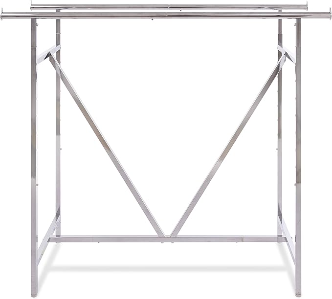 Econoco - Adjustable Heavy Duty Double Bar, Retail Clothing Rack, Rectangular Hangrail Rack w/V-Brace