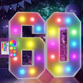 Marquee Numbers Colorful 60th Birthday Decoration: 4FT Large Light Up 60 Year Old Birthday Decorations Anniversary Backdrop Cardboard Sign 18 Colors Number 60 Mosaic Balloon Frame