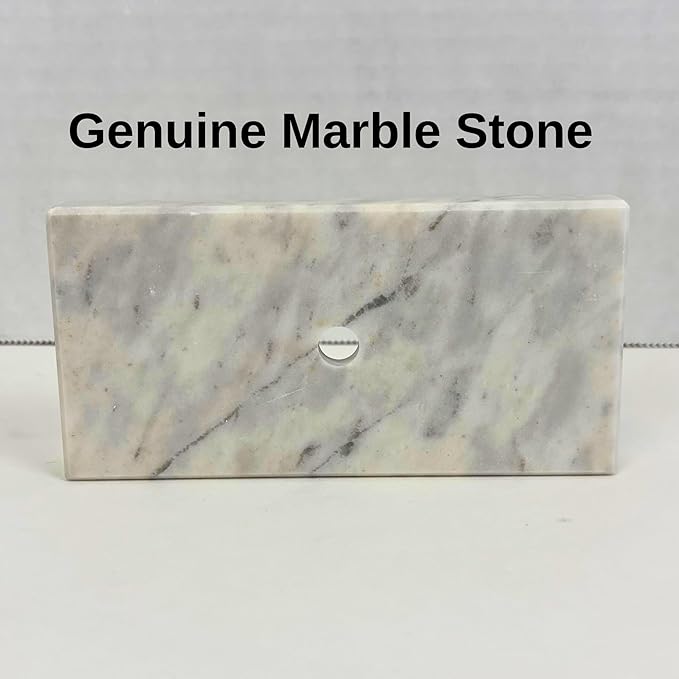 Genuine Marble Trophy Base – Polished Beveled Display Stand with Center Hole, 3/4" Thick, Multiple Sizes for Awards, Crafts & 3D Prints (White Marble, 2.5x5 inch)