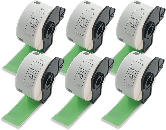 BETCKEY - Large Address Labels Replacement for Brother DK-1208 (1.4 in x 3.5 in), Compatible with Brother QL Label Printers [6 Rolls/2400 Labels, Green]