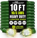10ft Outdoor/Indoor Extension Cord 10/3 Gauge Ultra Heavy Duty 3 Prong SJTW, Waterproof, Flexible Cold-Resistant Long Power Cord,15A 125V 1875W, Green by LifeSupplyUSA