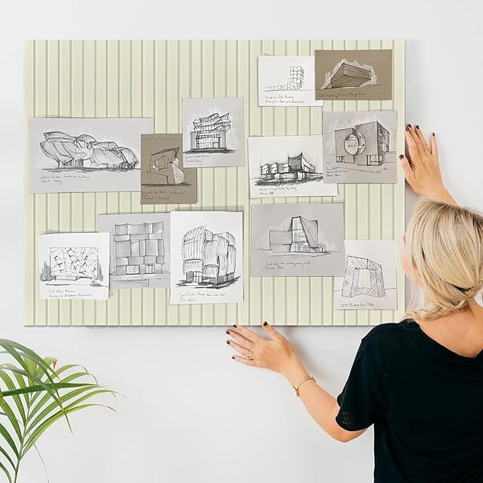 Large Felt Bulletin Board 23x47 Inch, 8pcs Peel and Stick Felt Wall Tiles Modern Push Pin Board for Wall Organization