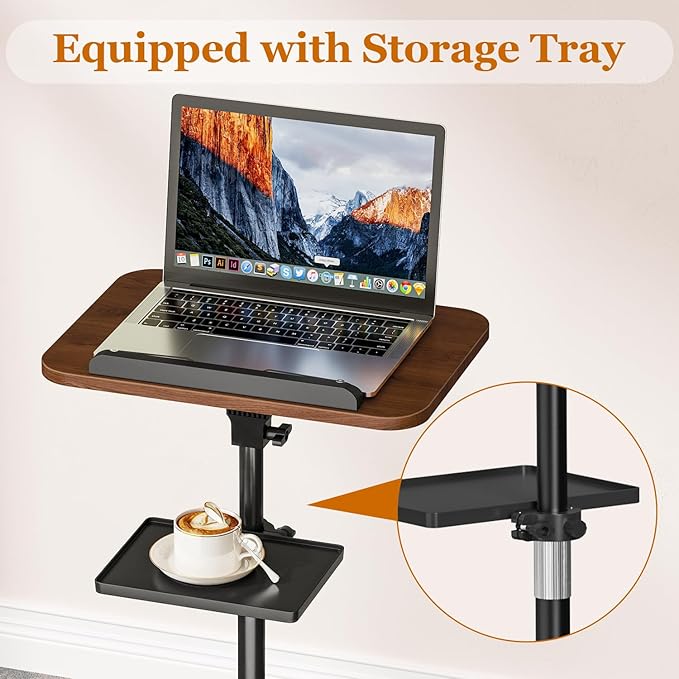 Snughome Lectern Podium Stand with Storage Tray, Height Adjustable Lectern Stand Mobile Podium, Portable Floor Standing Podium Lectern for Church, Weddings, Classroom, Speech