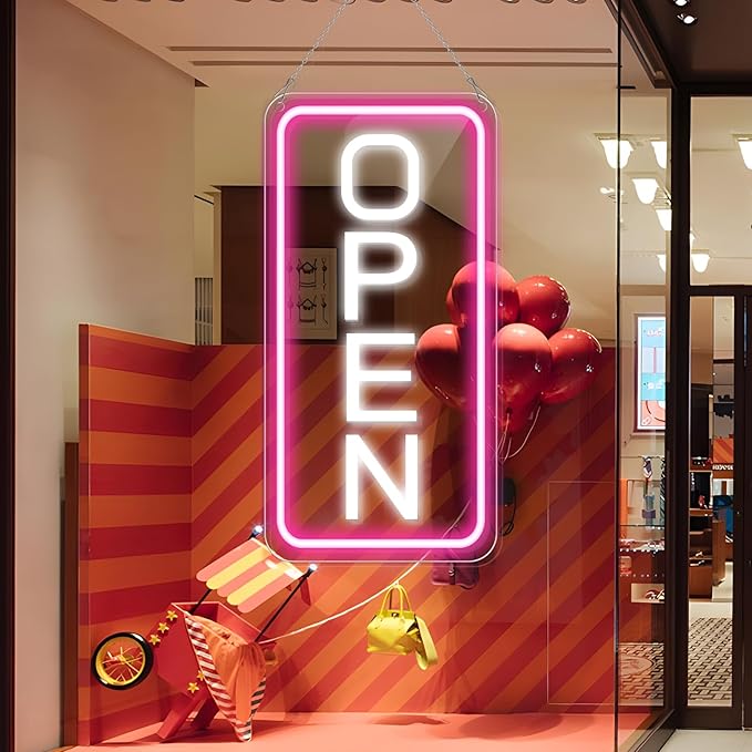 inShareplus 16"x 9" LED Neon Open Sign for Business, with ON/OFF Switch adapter, Ultra Bright Lighted Sign Open, Electric Light up Sign for Stores, Restaurants Offices Retail Shops Window Storefronts