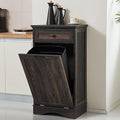 13 Gallons Tilt Out Trash Cabinet Freestanding Kitchen Trash Bin Cabinet Wood Garbage Recycling Cabinet with Hideaway Drawer Pet Proof Trash Can Holder for Kitchen Living Room, Rustic Brown