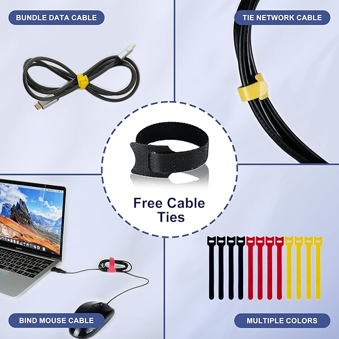 Neoprene Cable Management Sleeve 10ft (120 inch) - 1.5 inch, Velcro Cuttable Cord Organizer, Split Wire Loom Tubing Reversible Cord Protector for TV USB PC Ethernet Cable Hider Protect Pets Kids