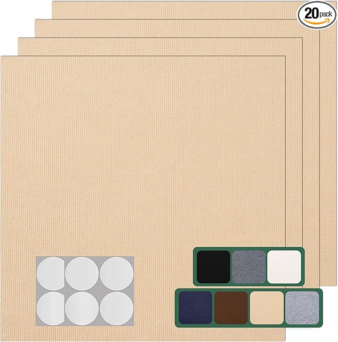 Carpet Tile 20 Pack 24” X 24” Self Adhesive Carpet Floor Tiles Anti-Slip Squares Peel and Stick Floor Tilel DIY Installation for Bedroom(Beige Camel)
