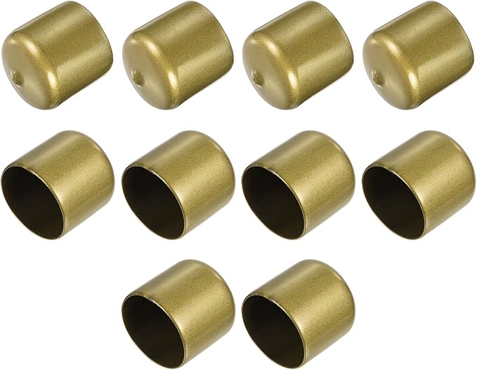 uxcell 10pcs Rubber End Caps 32mm(1 1/4") ID Vinyl Round End Cap Cover Screw Thread Protectors Gold