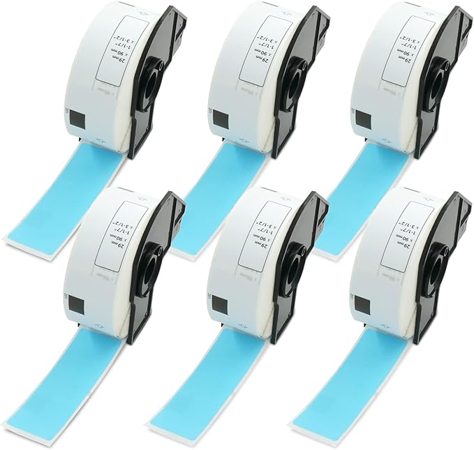 BETCKEY - Standard Address Labels Replacement for Brother DK-1201 (1.1 in x 3.5 in), Compatible with Brother QL Label Printers [6 Rolls/2400 Labels, Light Blue]