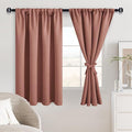 JIUZHEN Blackout Curtains - Thermal InsulatedSoundproof Energy Saving Light Blocking Short Curtain for Living Room,Bedroom, Set of 2 Panels with Tiebacks, 42 x 45 inches Long,Dusty Rose