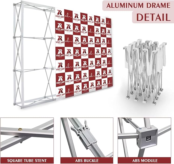 Portable Pop Up Display Stand 7.5 x 10 FT Aluminium Frame Trade Show Display Large Tension Fabric Display Stand Tradeshow Booth Display for Business, Shopping Malls, Campuses, Weddings, Corporate