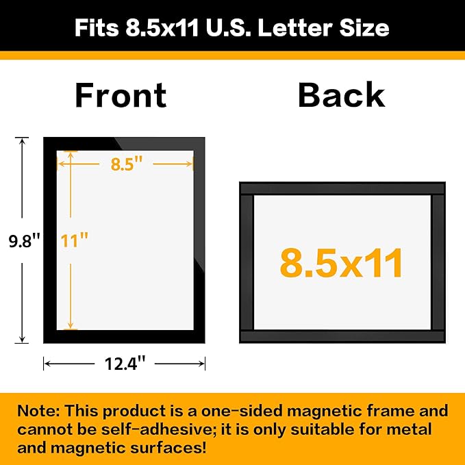 20-Pack Magnetic Sign Holders 8.5 x 11 - Magnetic Frames for Fridge & Metal Surfaces - File/Document/Paper Holders, Picture & Poster Display Frames for Home, Office, Store