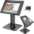 AboveTEK Anti-Theft iPad Kiosk Stand, POS iPad Security Stands, Aluminum Locking Tablet Stand with Heavy Duty Base, 360° Swivel & 75° Tilt, Retail Desk Mount for Business & Commercial Use (Black)
