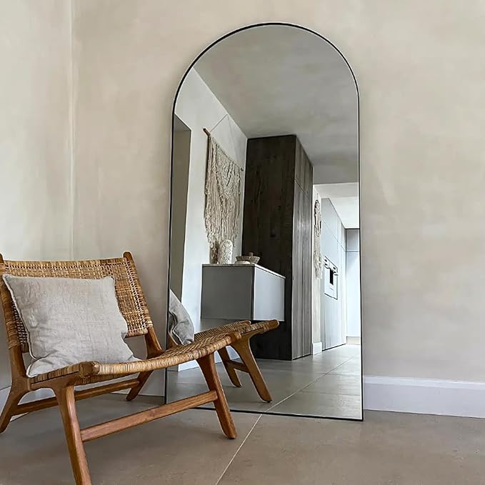 76"x34"Floor Mirror Full Length,Arched Full Length Mirror with Stand,Full Body Mirror,Hanging or Large Leaning for Bedroom Living Room Black