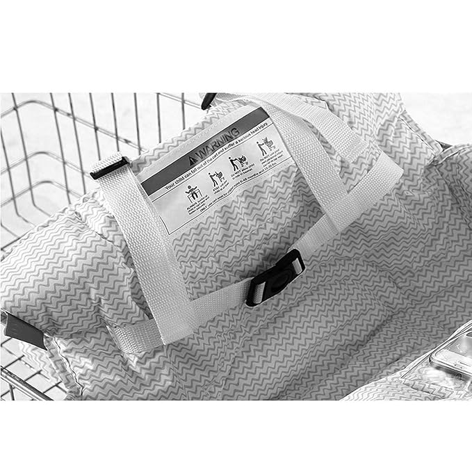 Premium Shopping Cart Cover & High Chair Cover, Easy Install, Harness System, Soft Comfort Cushioning, Universal Size (Chevron)