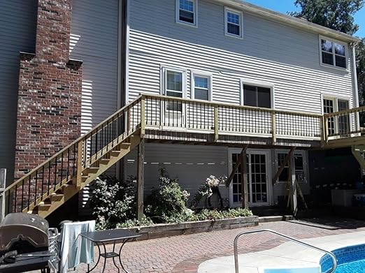 60 Pack Deck Balusters with End Caps&Screws 26 inch Rectangle Staircase Baluster Upgraded Metal Railing Spindles Kit for Decks,Porch