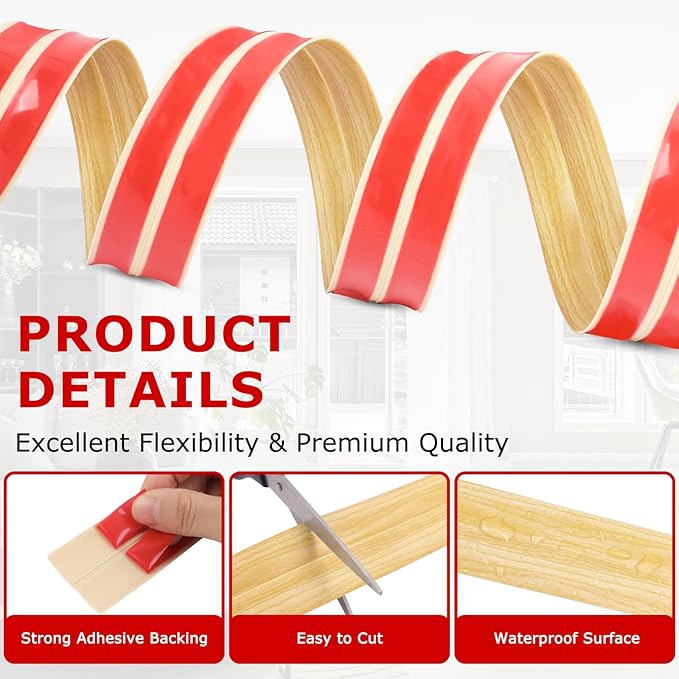 Flexible Wall Corner Protector Moulding Trim Peel and Stick Wall Corner Guards Edge Protector Self Adhesive Molding Trim Strip for Edge Ceiling (Original Wood Grain, 1.6 in x 40 Ft)