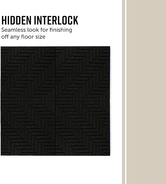 Playsafer Herringbone Rubber Interlocking Tiles | 16 X 16 | Easy Install for Indoor and Outdoor Use (Black, 10 Tiles)