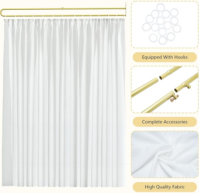 Privacy Curtains for Room Divider, Metal Support Wall Mounted Privacy Curtain, U-Shape Portable Room Divider Curtains for Fitting Room Beauty Salon Bedroom and Hospital,1 Panel, 8.53ft (White)
